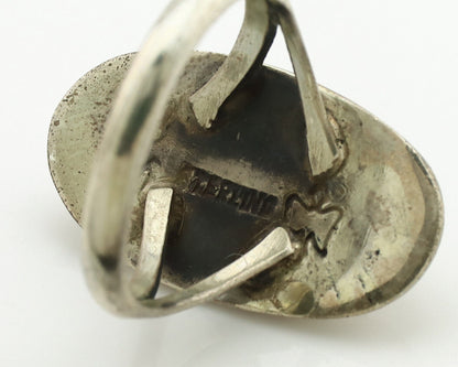 Navajo Ring .925 Silver Kingman Turquoise Artist Signed M Montoya C.80's