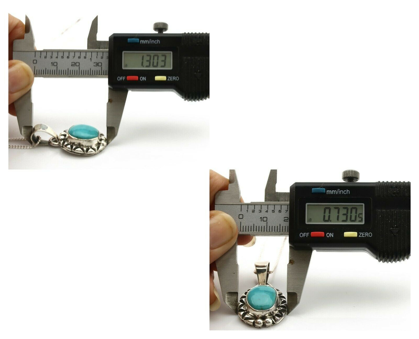 Navajo Pendant .925 Silver Kingman Turquoise Artist Signed Gecko C.80's