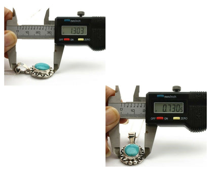 Navajo Pendant .925 Silver Kingman Turquoise Artist Signed Gecko C.80's