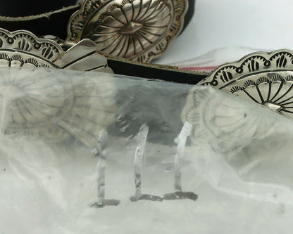 Navajo Concho Belt .925 Silver Hand Stamped Signed Marcella James C.80's