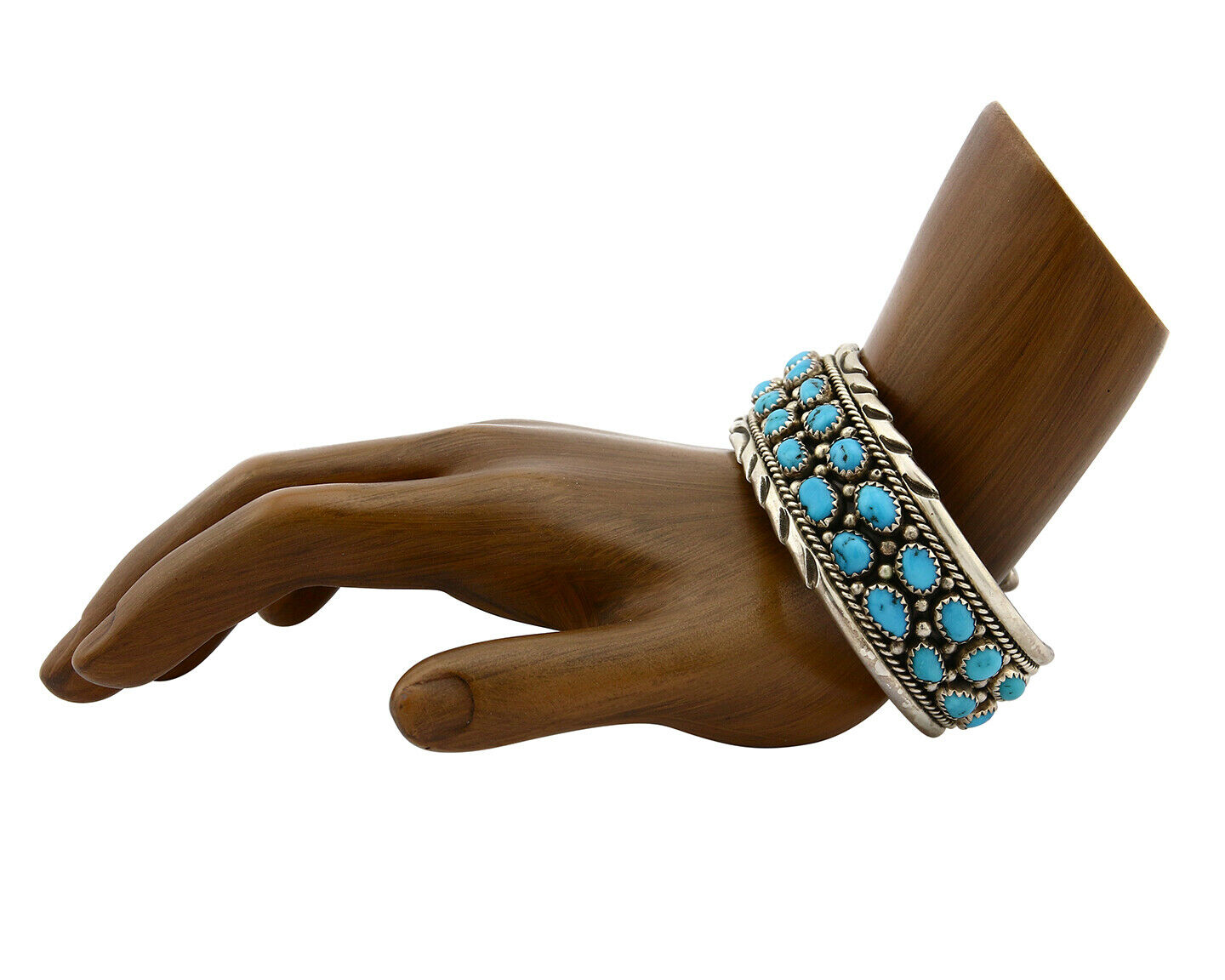 Navajo Bracelet .925 Silver Sleeping Beauty Turquoise Artist Signed IC C.80's