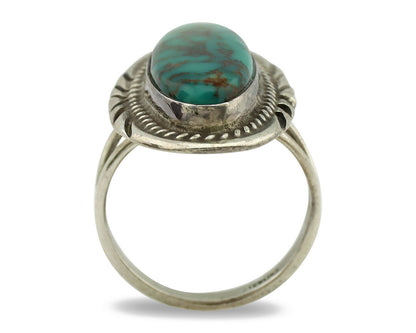 Navajo Ring .925 Silver Kingman Turquoise Native American Artist C.1980's
