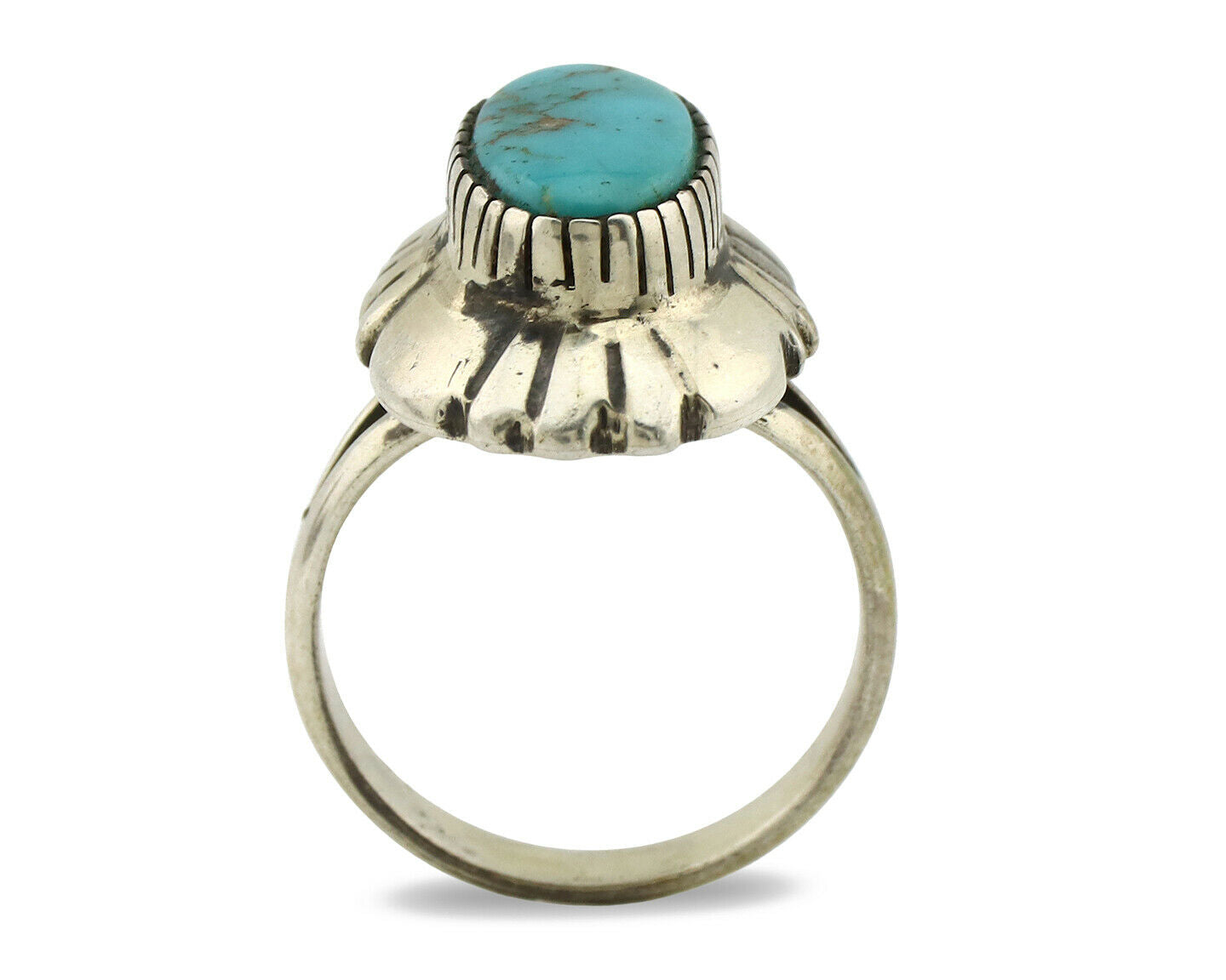 Navajo Ring .925 Silver Blue Turquoise Signed M Montoya C.80's