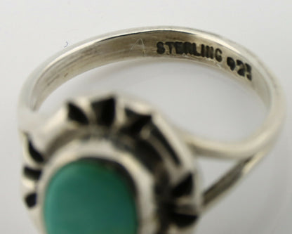Navajo Ring .925 Silver Kingman Turquoise Artist Signed Gecko C.90's
