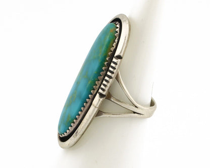 Navajo Ring 925 Silver Blue Gem Turquoise Artist Signed William Denetdale C.80's