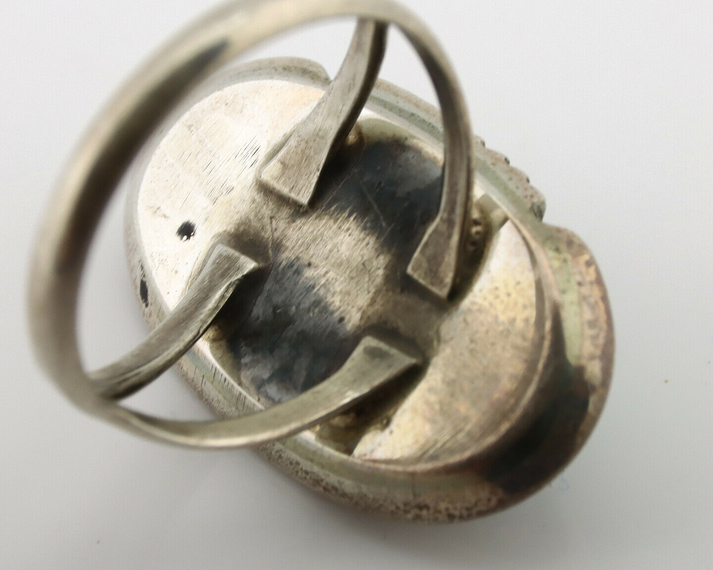 Navajo Ring .925 Silver Nevada Turquoise Native American Artist C.1980's