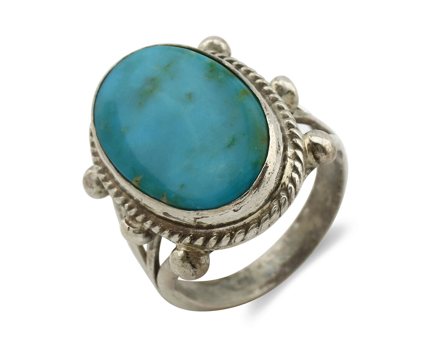 Navajo Ring .925 Silver Blue Southwest Turquoise Native American Artist C80s