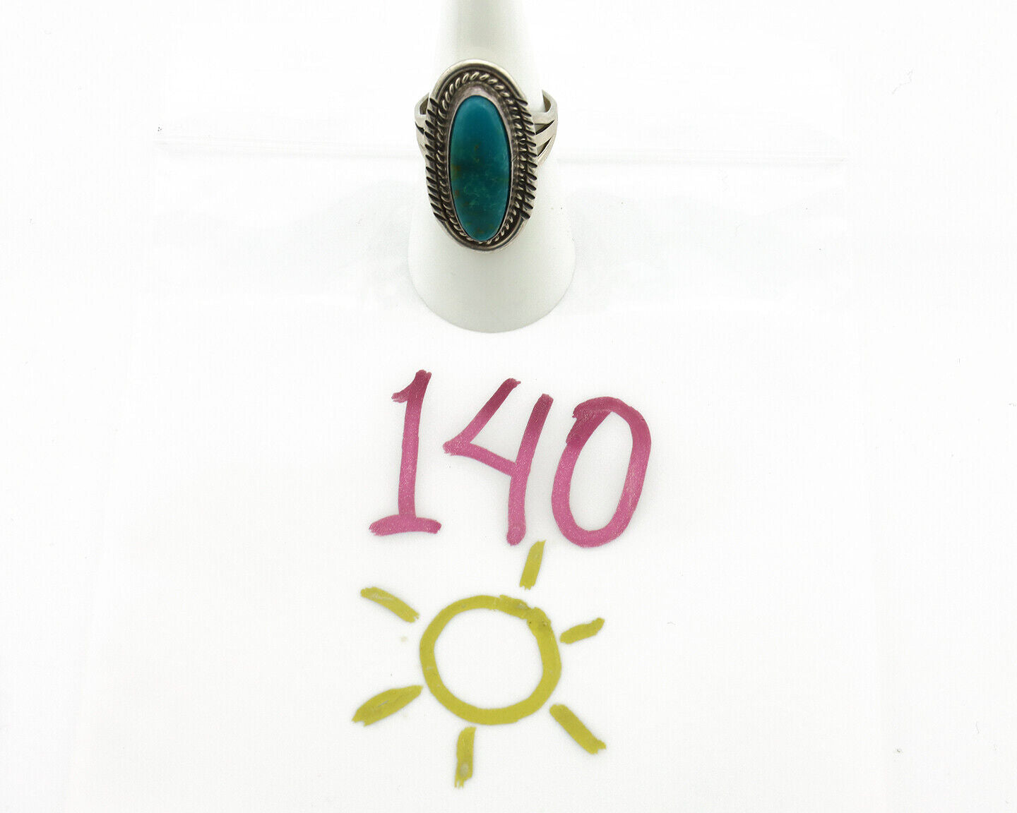Navajo Ring 925 Silver Southwest Blue Turquoise Artist Signed Begay C.80's