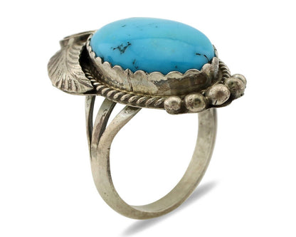 Navajo Ring 925 Silver Natural Morenci Turquoise Artist Signed Justin Morris C80
