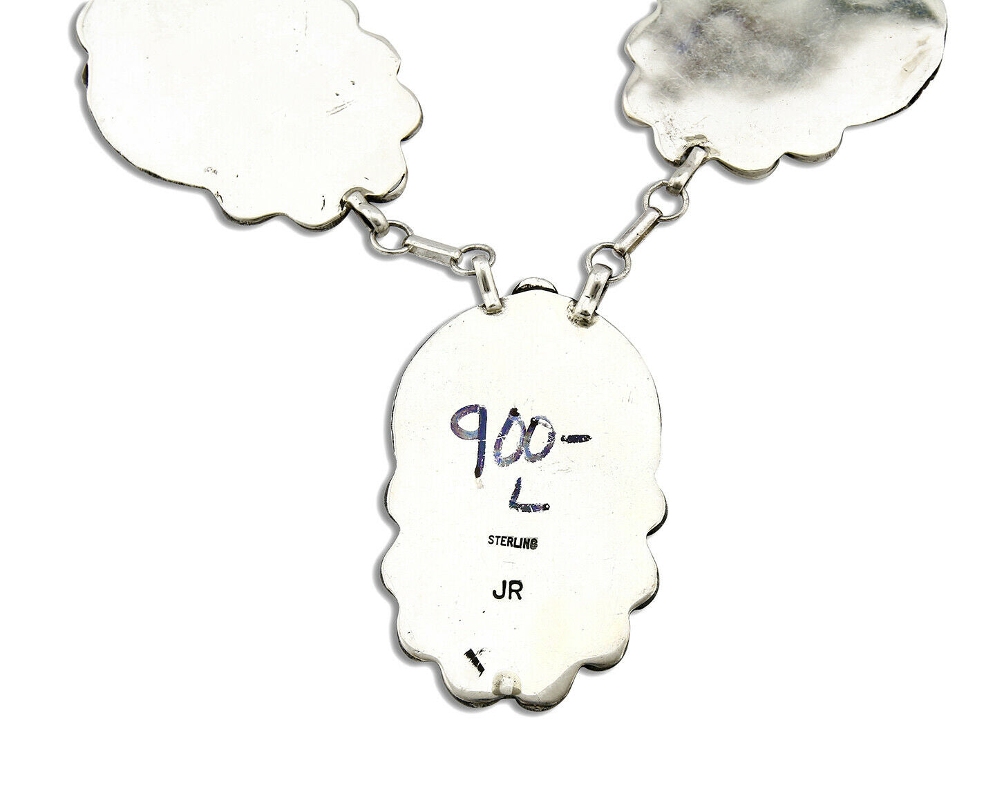 Women's Navajo Necklace .925 Silver Green Turquoise Signed JR