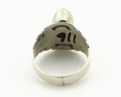 Navajo Ring .925 Silver Kingman Turquoise Artist Signed Apache C.80's