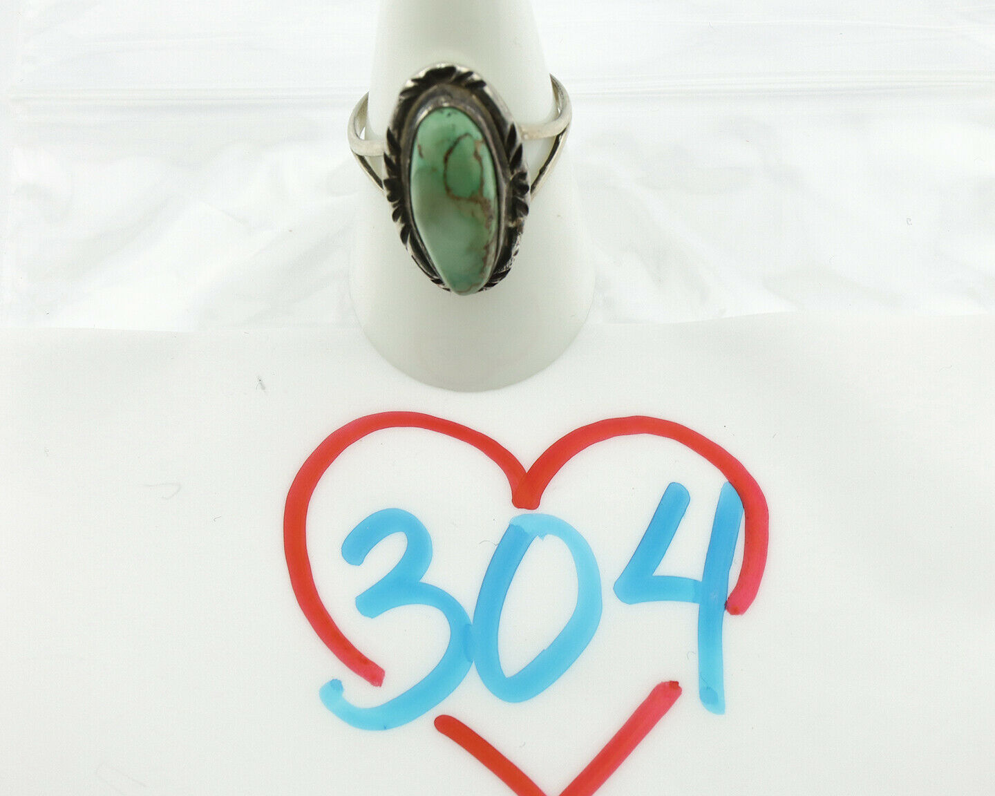 Navajo Ring .925 Silver Natural Turquoise Native American Artist C.80's