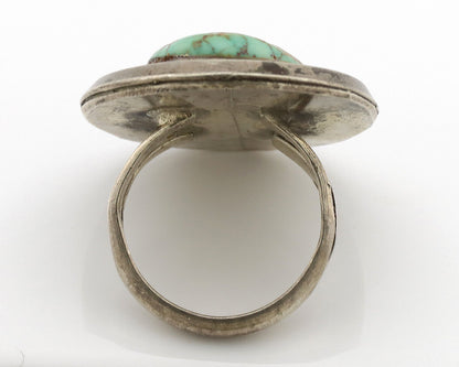 Navajo Ring .925 Silver Spiderweb Turquoise Native American Artist C.1980's