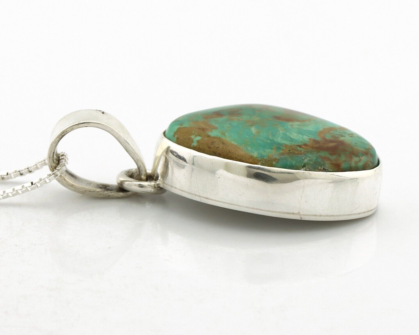 Navajo Handmade Necklace 925 Silver Arizona Turquoise Signed Gecko C.80's