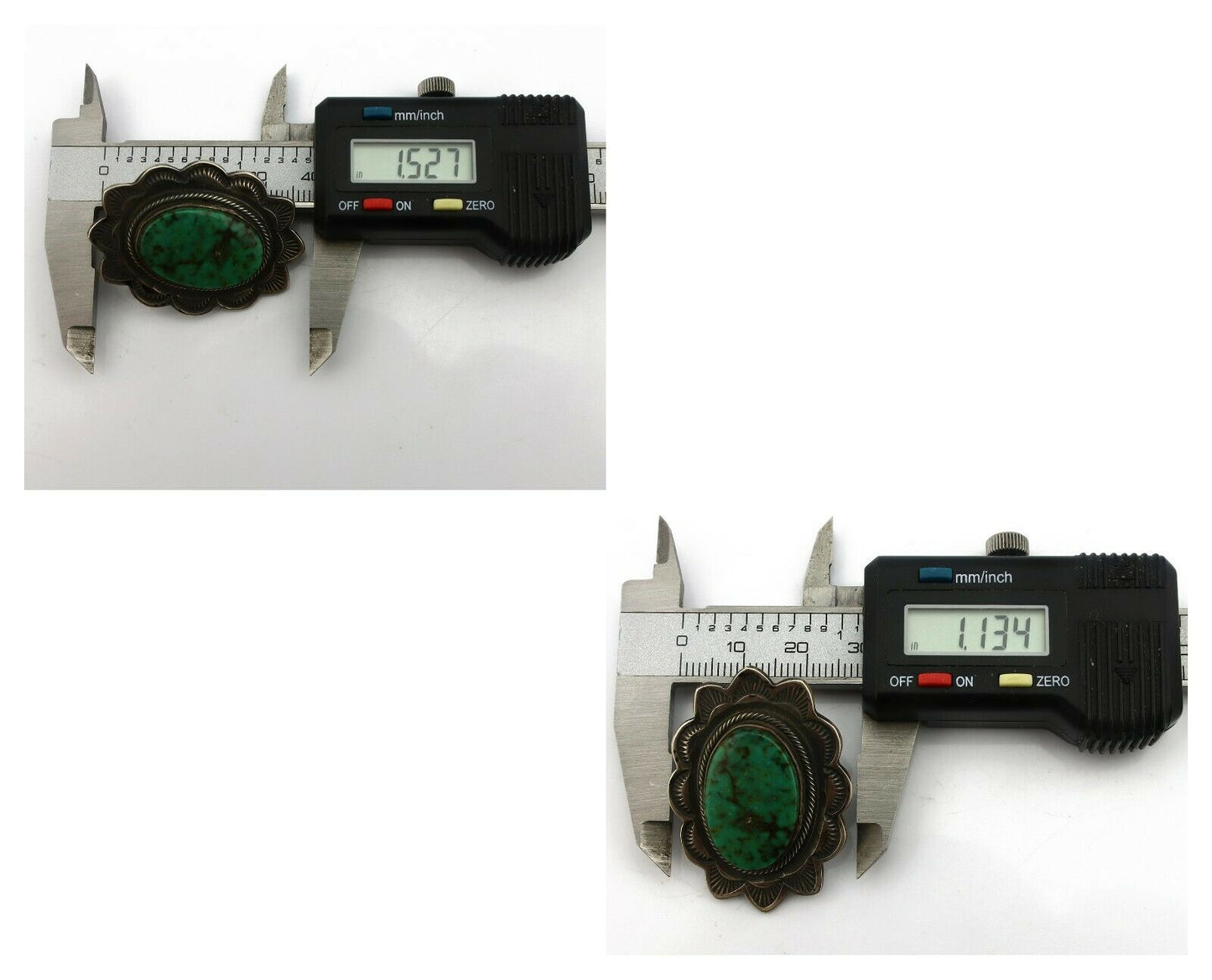 Concho Green Natural Turquoise Post Earrings by PJ Begay