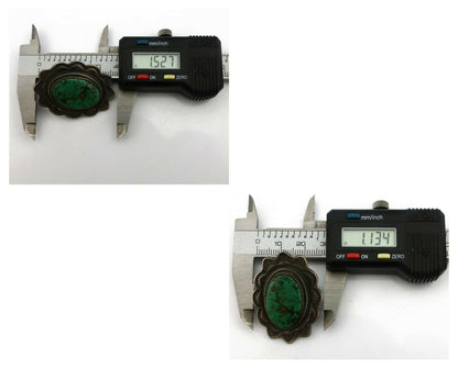 Concho Green Natural Turquoise Post Earrings by PJ Begay