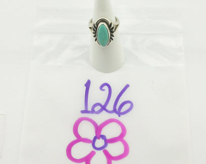 Navajo Ring .925 Silver Natural Mined Turquoise Artist Signed Gecko C.80's
