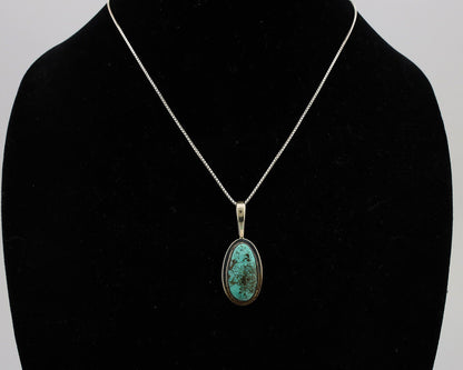 Navajo Necklace .925 Silver Spiderweb Turquoise Signed Doug Zachary C.1980's