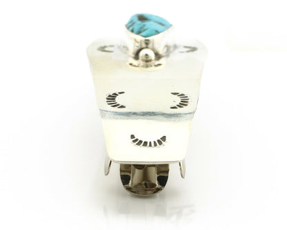 Navajo Hair Clip .925 Silver Sleeping Beauty Turquoise Barrette C.80's