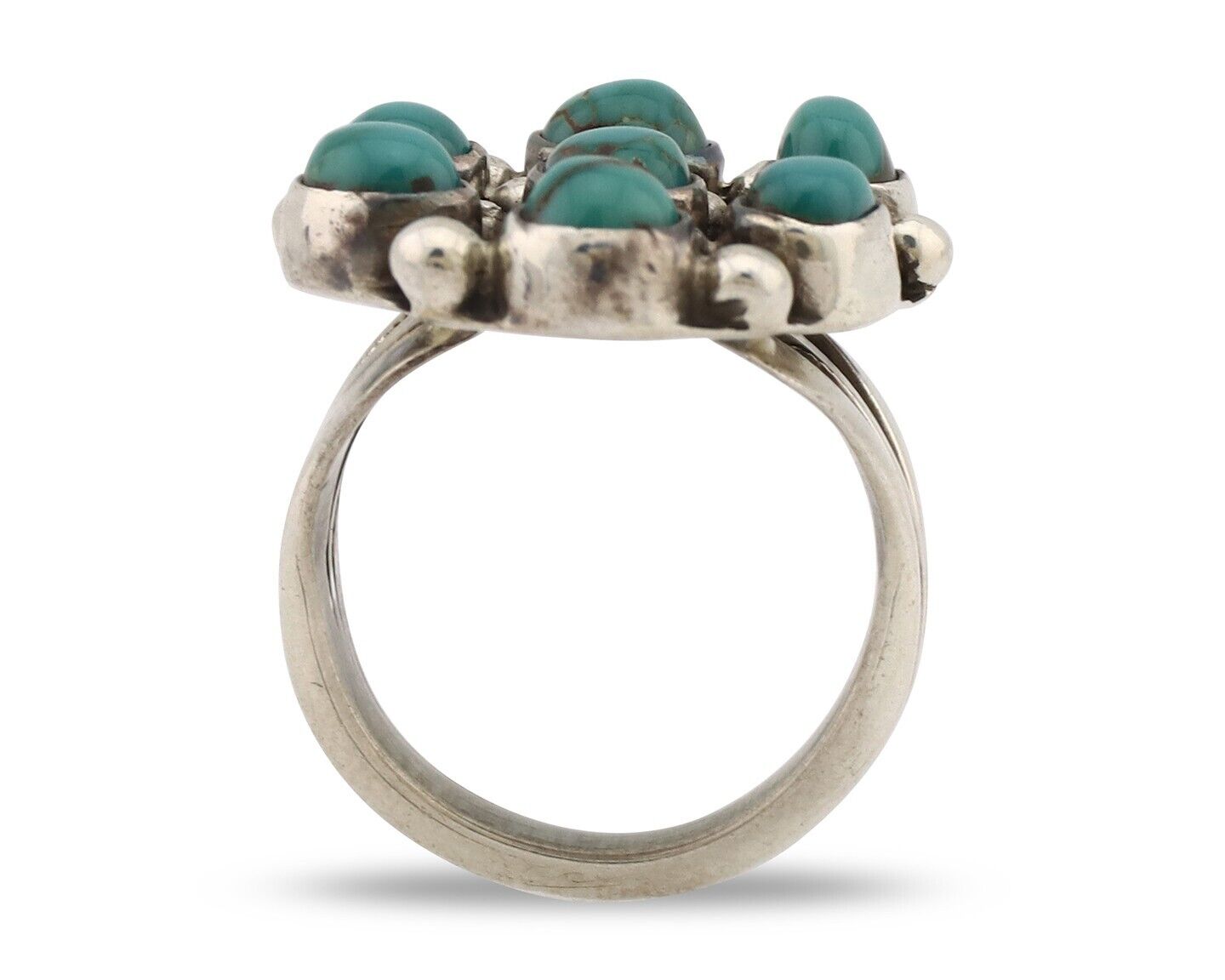 Navajo Ring .925 Silver Natural Blue Turquoise Artist Signed LP C.80's