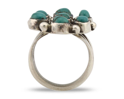Navajo Ring .925 Silver Natural Blue Turquoise Artist Signed LP C.80's