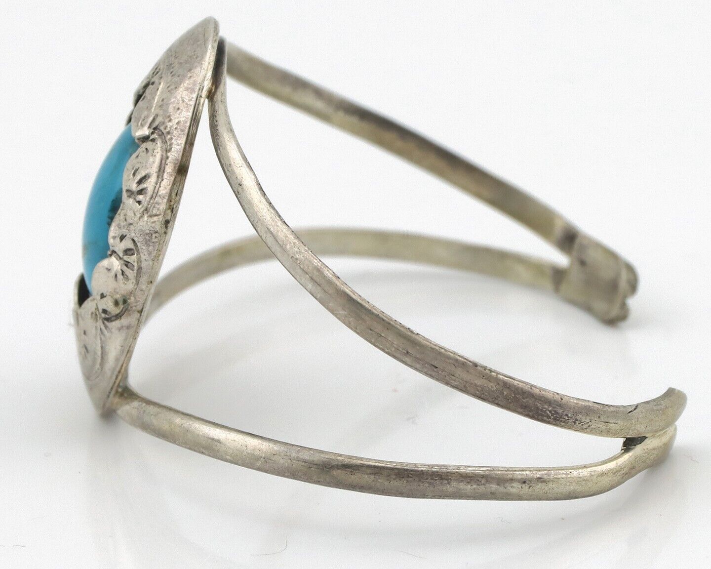 Navajo Bracelet 925 Silver Natural Blue Turquoise Native American Artist J C80