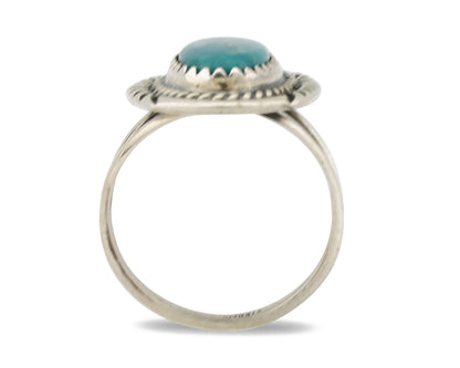 Navajo Ring .925 Silver Nevada Turquoise Native American Artist C.1980's