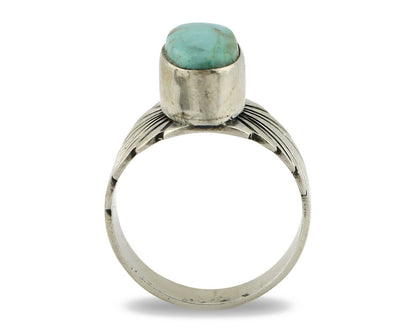 Navajo Ring .925 Silver Kingman Turquoise Artist Signed Apache C.80's