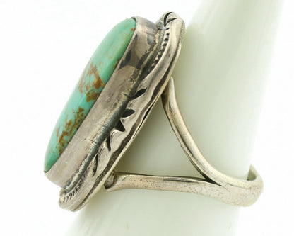 Navajo Ring .925 Silver Kingman Turquoise Artist Signed Gecko C.1980's