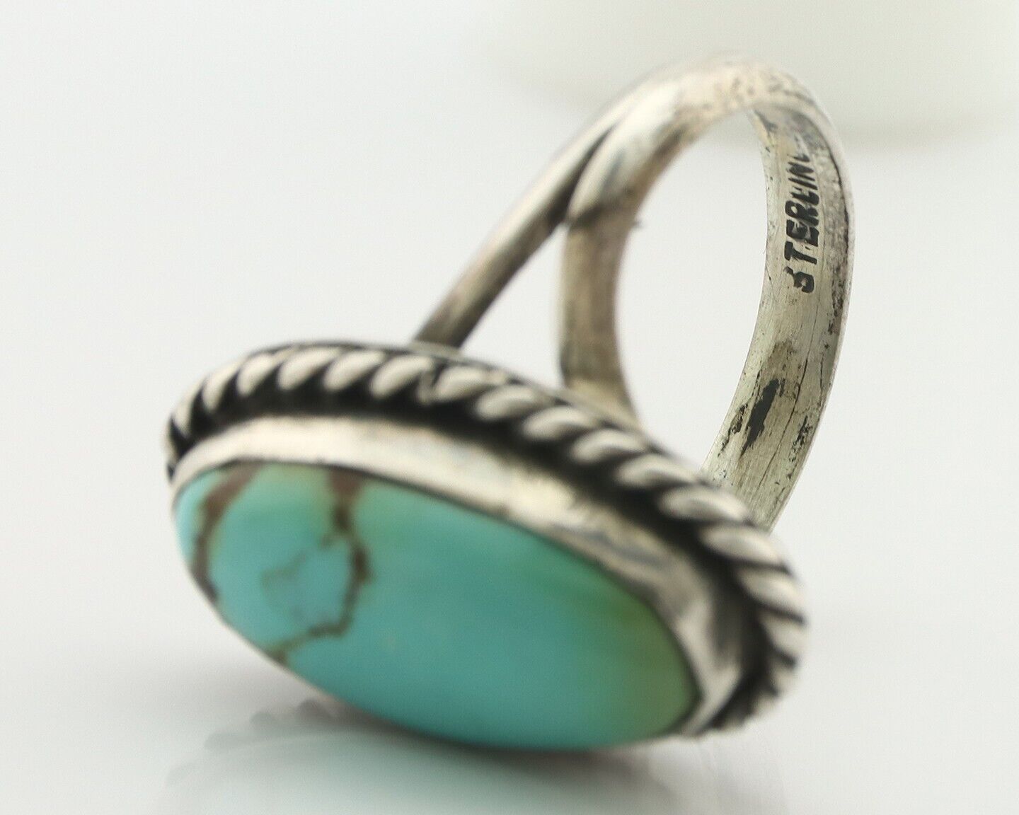 Navajo Handmade Ring .925 Silver Southwest Turquoise Native Artist C.80's