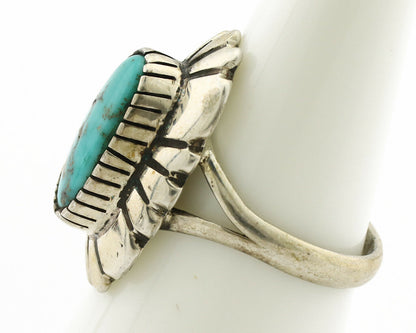 Navajo Ring .925 Silver Natural Mined Turquoise Artist Signed M Montoya C.80's