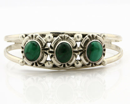 Navajo Bracelet .925 Silver Malachite Gemstones Handmade Native Artist C.80's