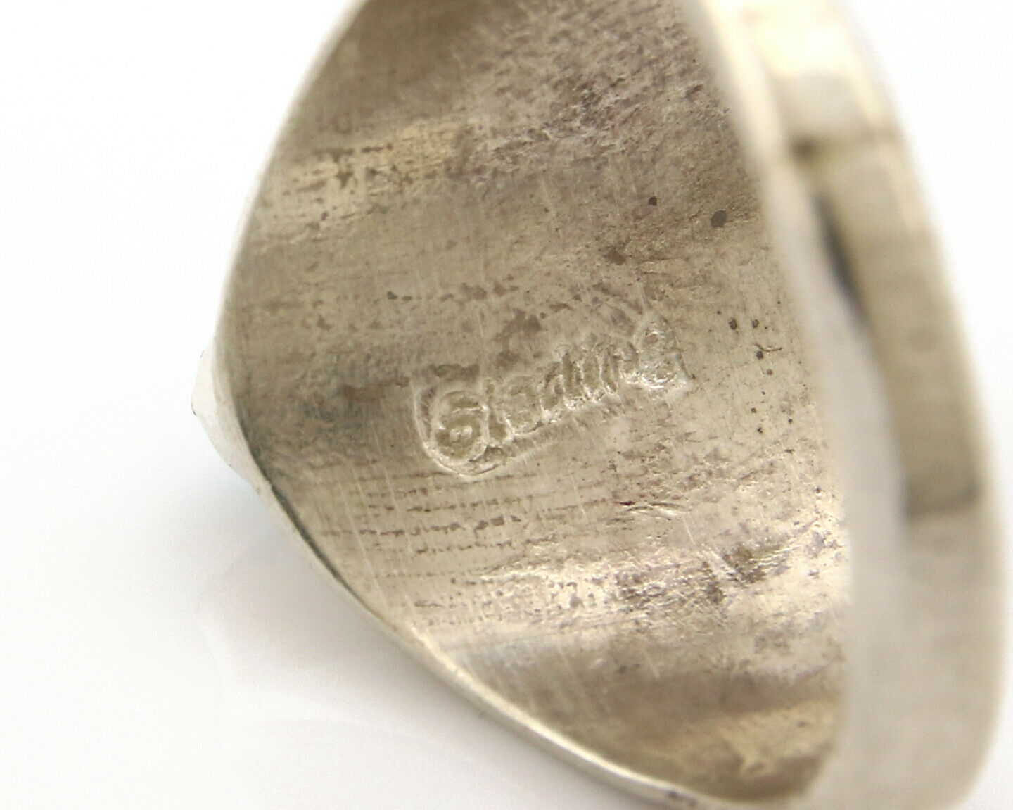 Zuni Ring .925 Silver Kingman Turquoise Hand Stamped Native American C.80's