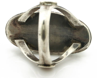 Navajo Ring .925 Silver Blue Gem Turquoise Native American Artist C.80's