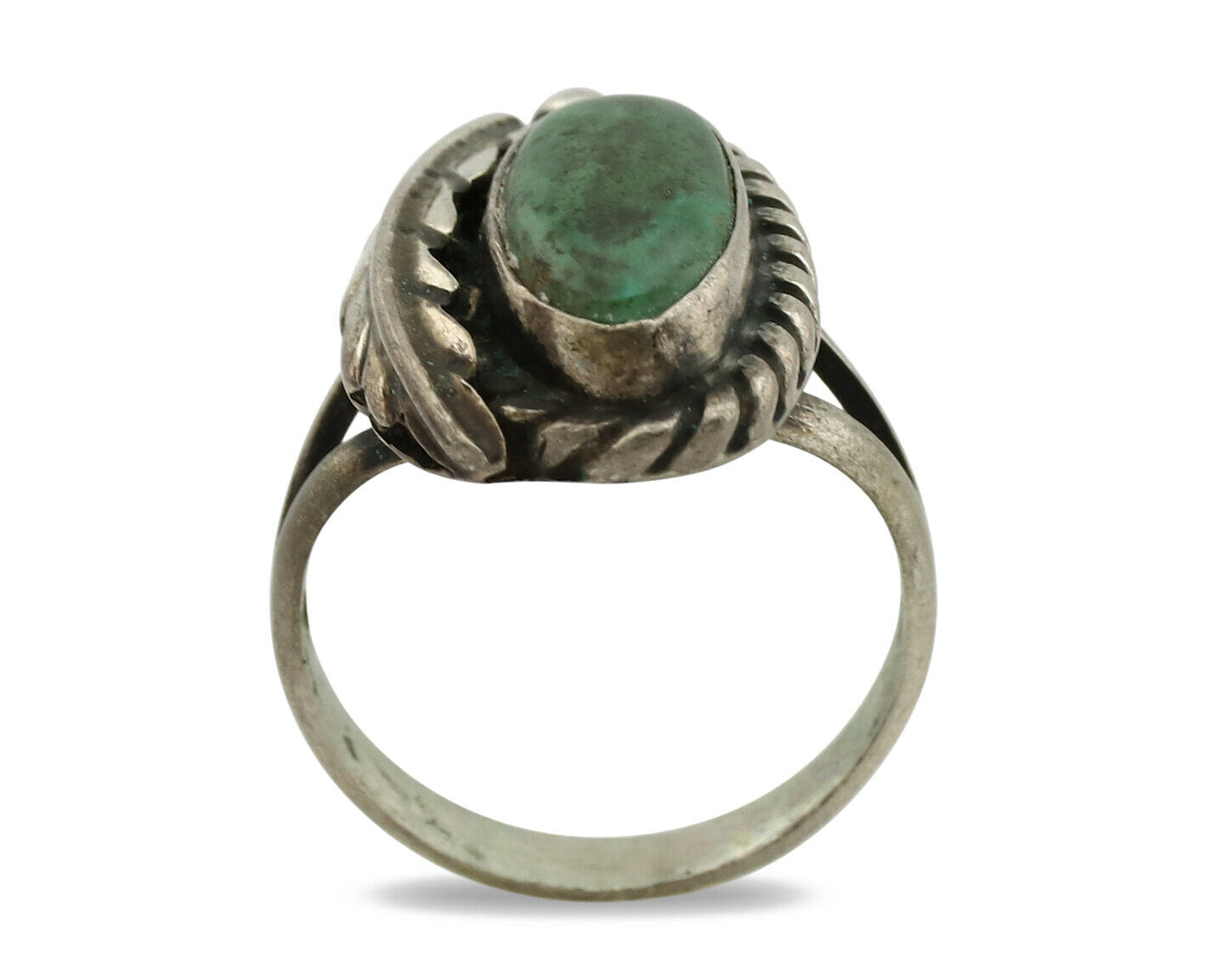 Navajo Ring .925 Silver Kingman Turquoise Artist Signed Sun C.1980's