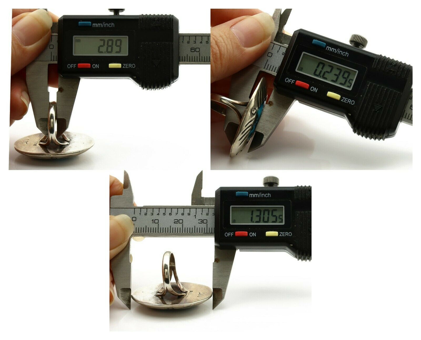 Navajo Handmade Ring .925 Silver Blue Turquoise Artist Signed WC C.1980's