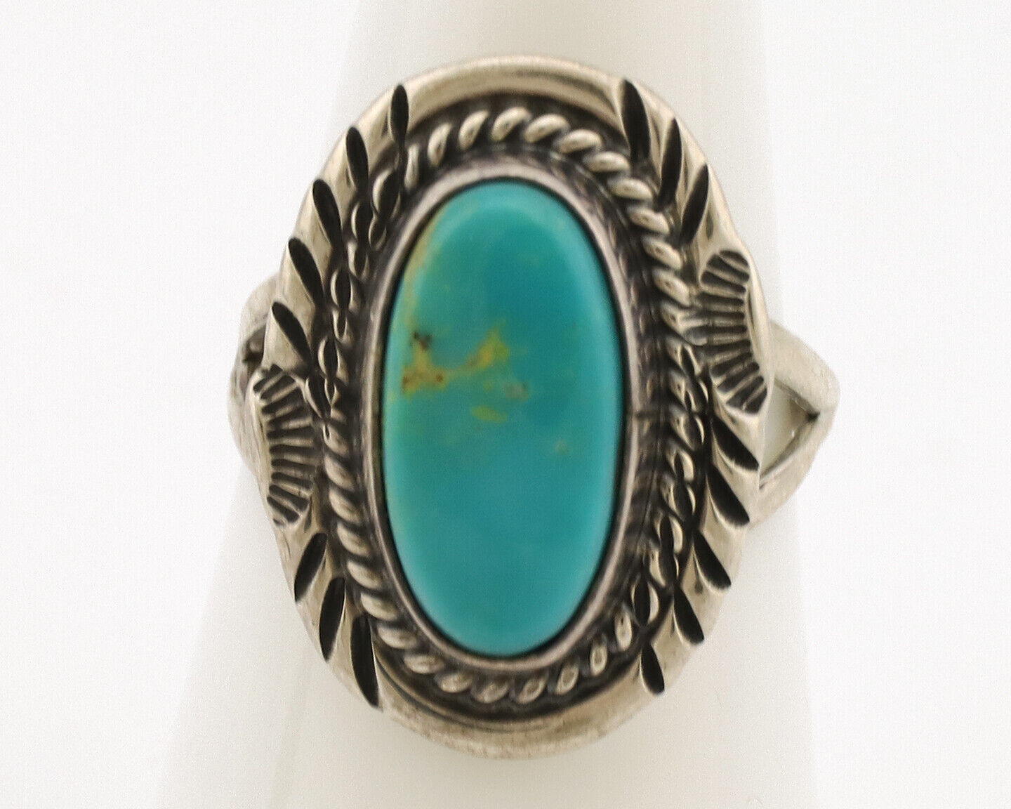 Navajo Ring .925 Silver Turquoise Mountain Native American Artist C.1980's