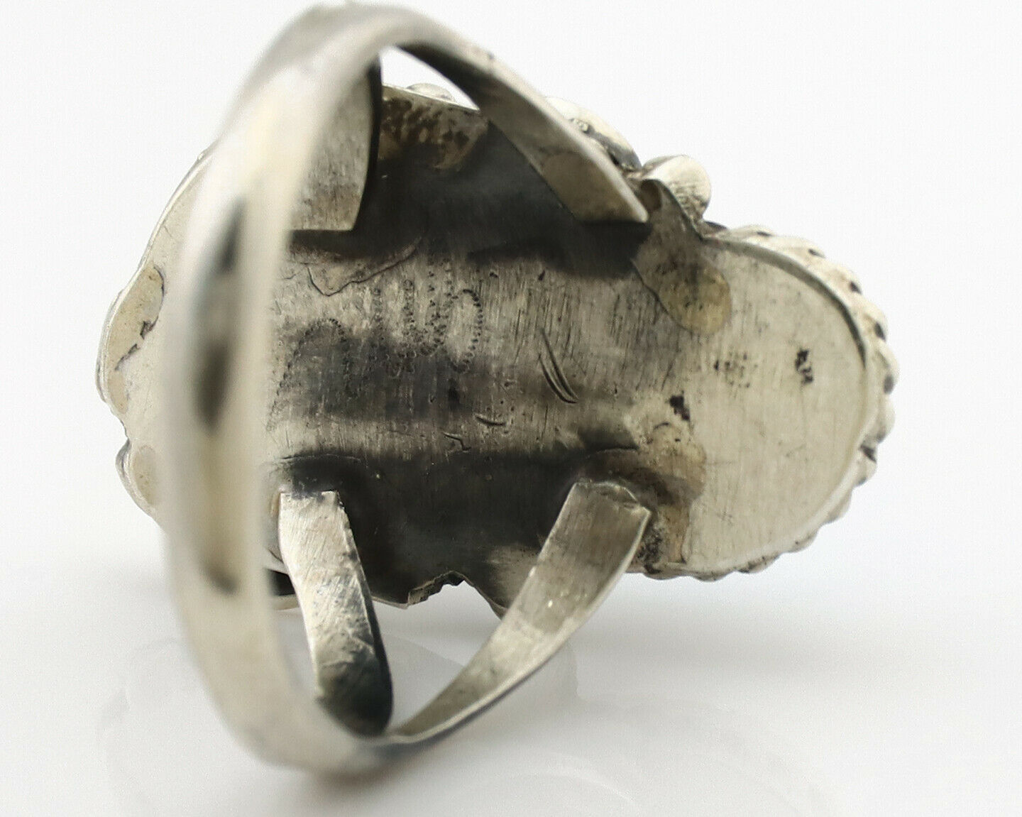 Navajo Ring .925 Silver Turquoise & Coral Artist Signed J Morris C.80's