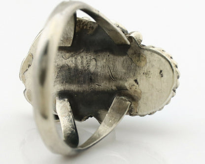 Navajo Ring .925 Silver Turquoise & Coral Artist Signed J Morris C.80's