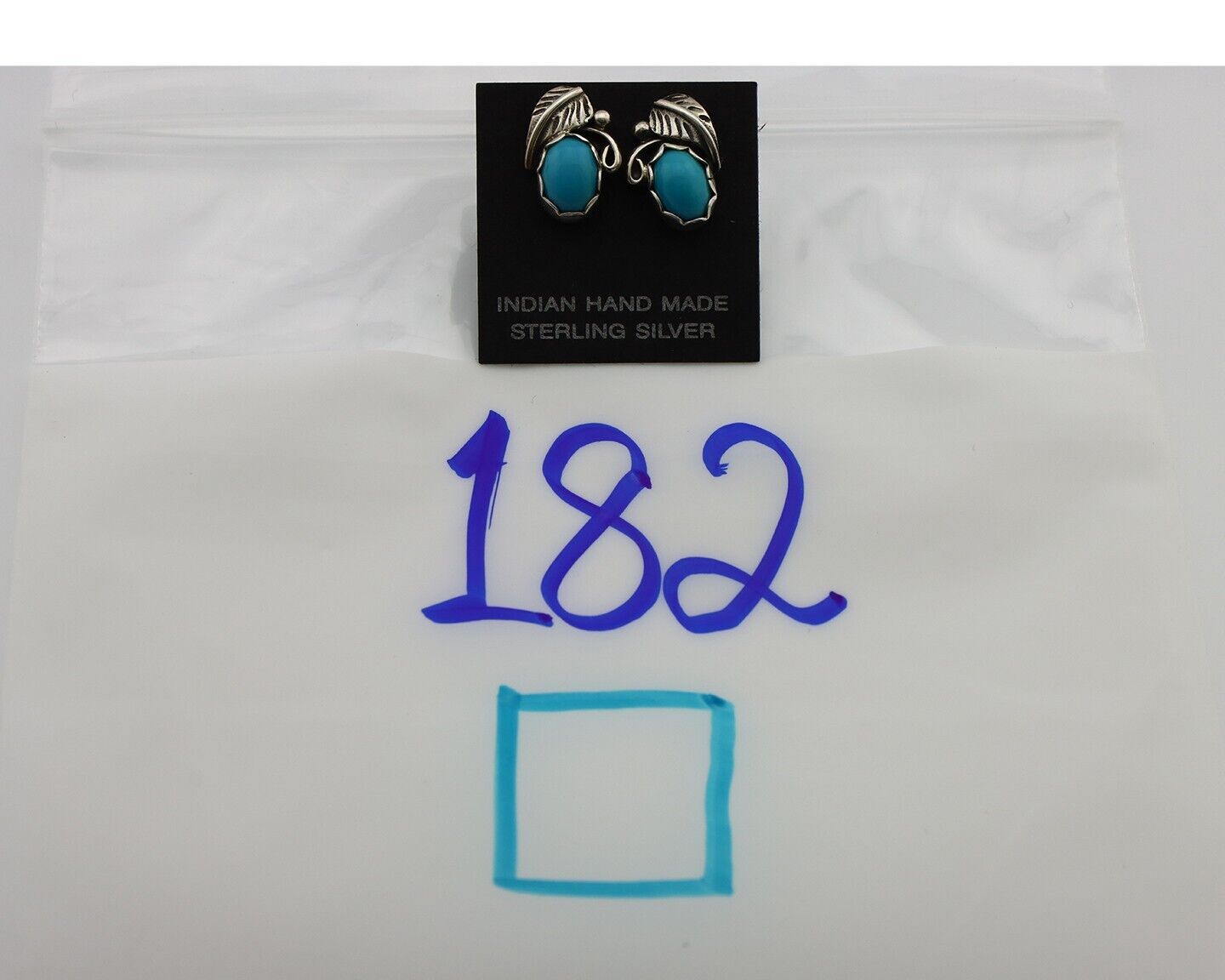 Navajo Earrings 925 Silver Natural Mined Turquoise Native American Artist C.80's