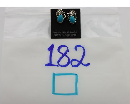 Navajo Earrings 925 Silver Natural Mined Turquoise Native American Artist C.80's