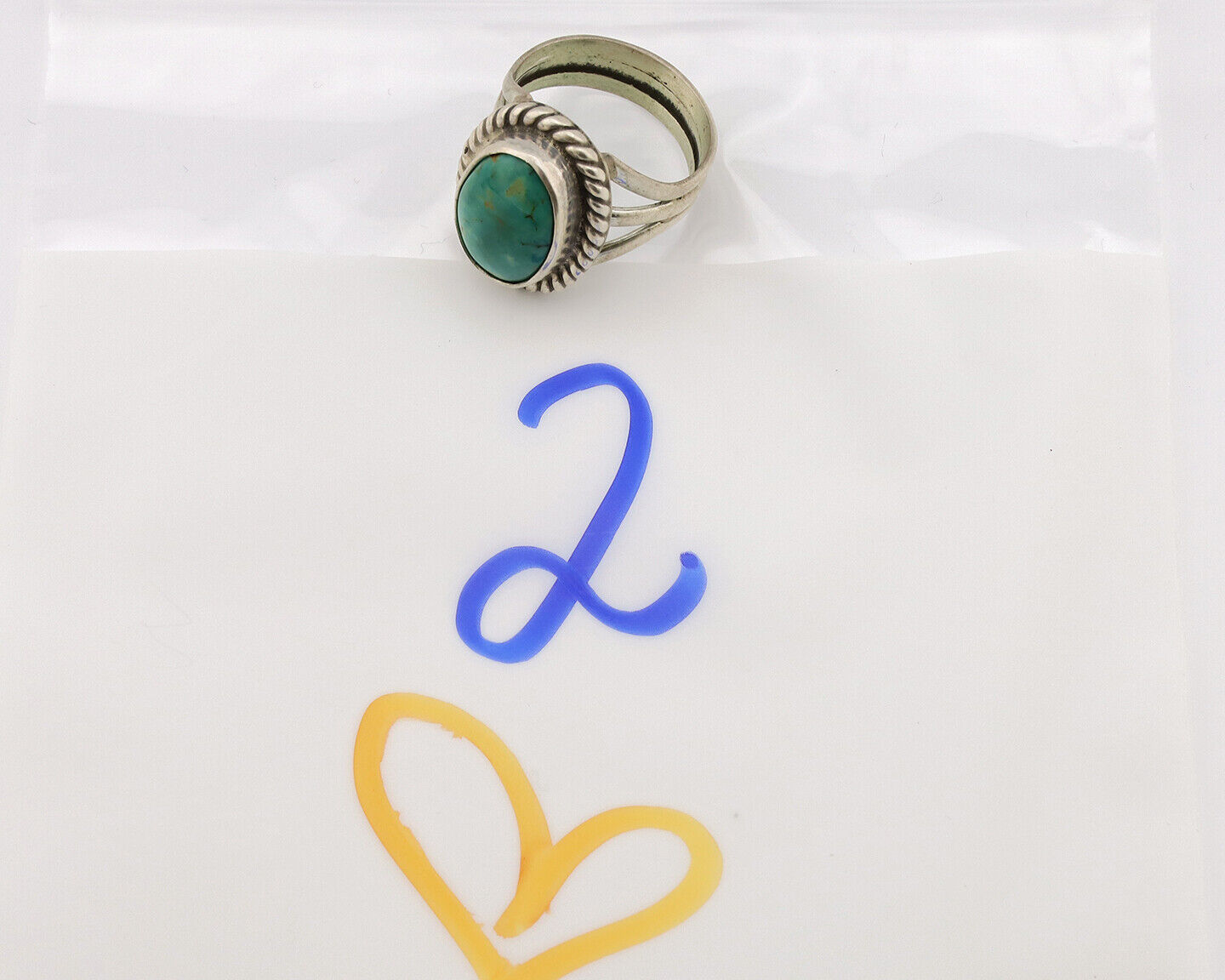 Navajo Ring .925 Silver Natural Kingman Turquoise Native American Artist C.1980s