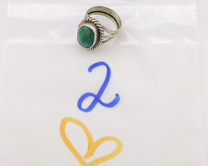 Navajo Ring .925 Silver Natural Kingman Turquoise Native American Artist C.1980s