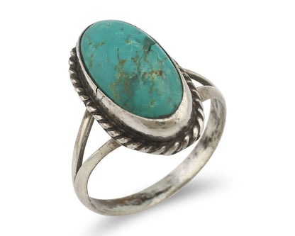 Navajo Handmade Ring 925 Silver Kingman Turquoise Signed M Montoya C.80's