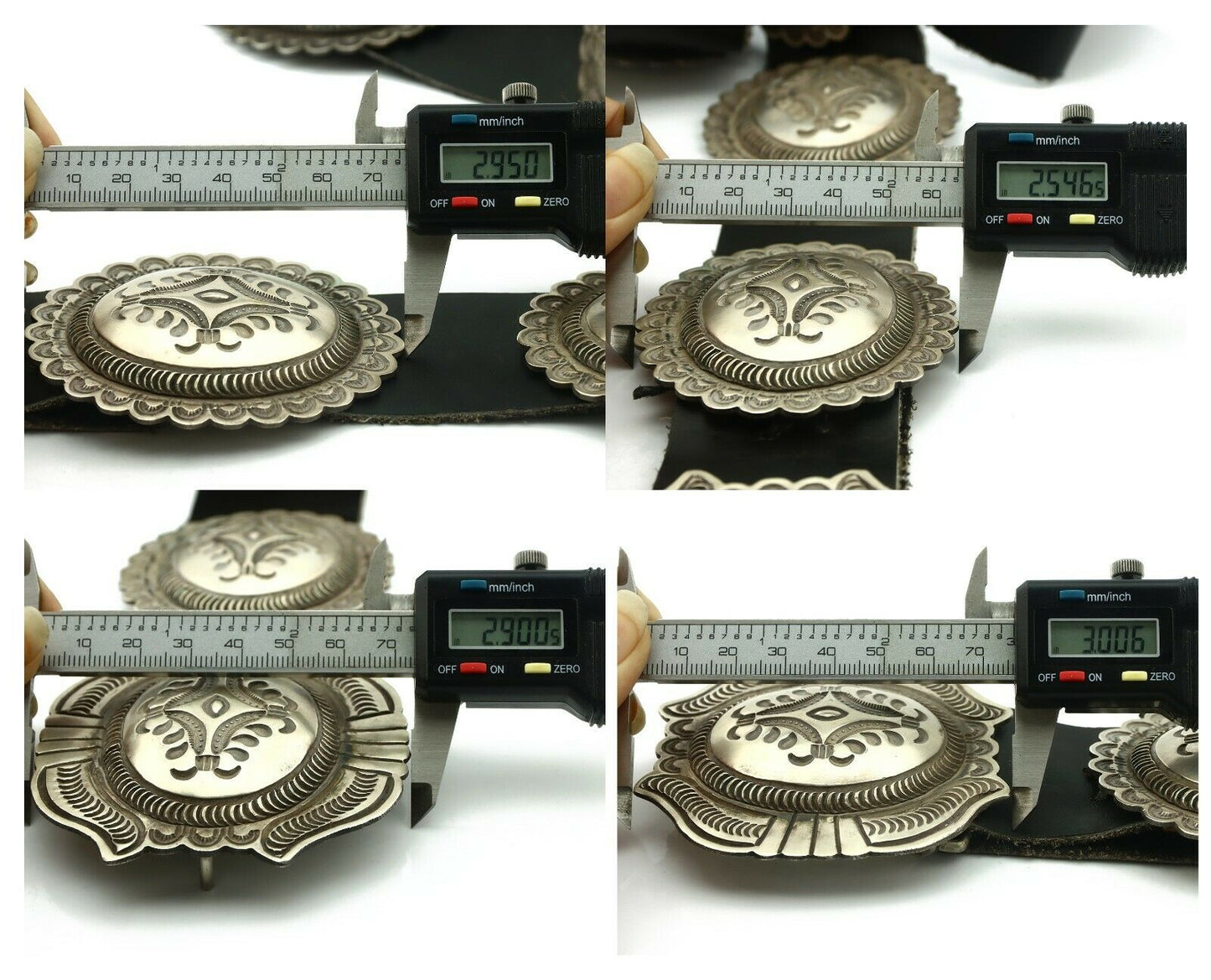 Navajo Concho Belt .925 Silver Hand Stamped Artist Harris Joe C.80's