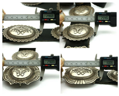 Navajo Concho Belt .925 Silver Hand Stamped Artist Harris Joe C.80's