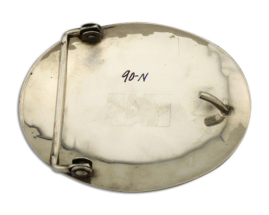 Navajo Eagle Head Belt Buckle .999 Nickle Turquoise & Coral Native Artist C80s