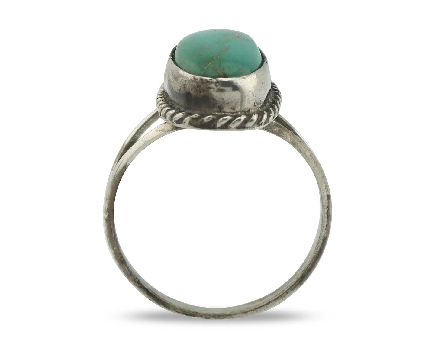 Navajo Handmade Ring 925 Silver Kingman Turquoise Signed M Montoya C.80's