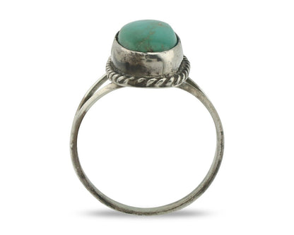 Navajo Handmade Ring 925 Silver Kingman Turquoise Signed M Montoya C.80's