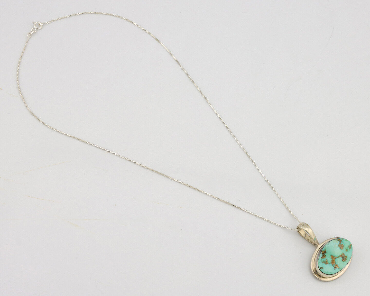 Navajo Necklace .925 Silver Fox Mine Turquoise Signed Doug Zachary C.1980's
